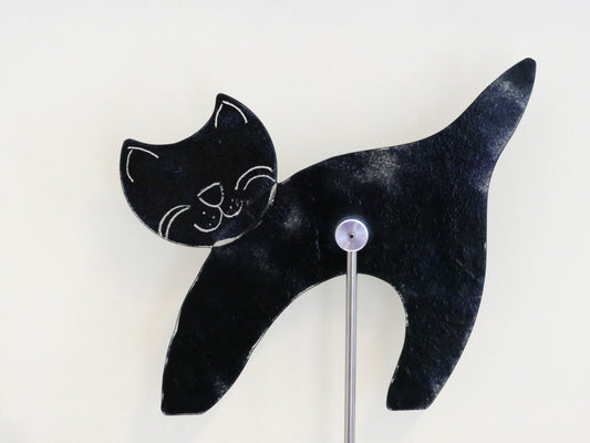 Buckelkatze zum Spießen Garten schwarz/weiß