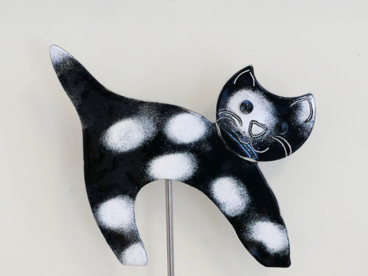 Buckelkatze zum Spießen Garten schwarz/weiß