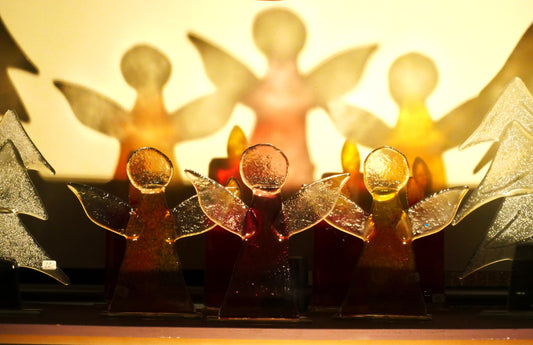 Engel zum Stellen -frei- rot/gelb