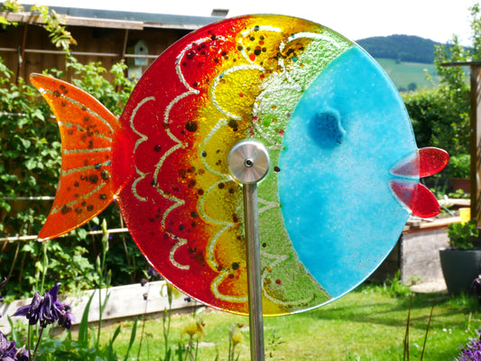 Fisch zum Spießen -Garten- groß in blau/ bunt
