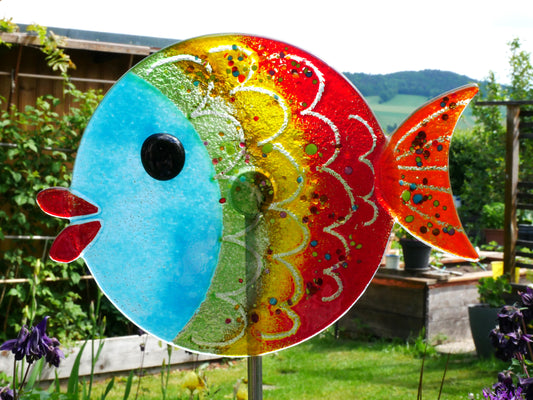 Fisch zum Spießen -Garten- groß in blau/ bunt