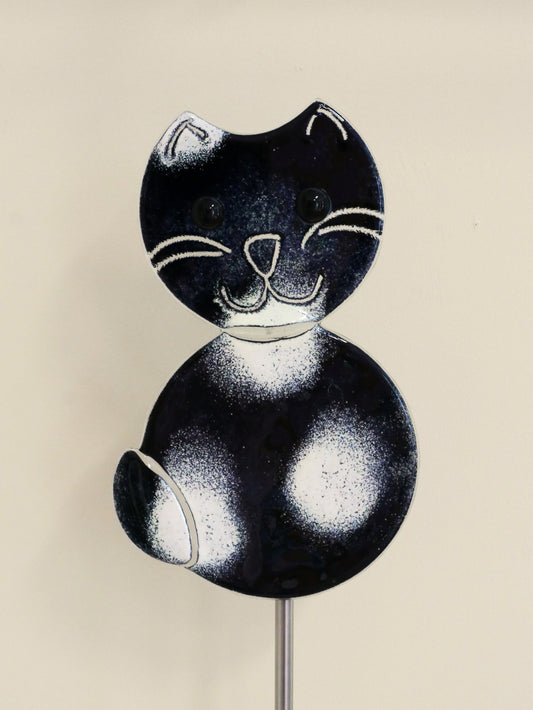 Katze zum Spießen Garten- mittel- schwarz/weiß