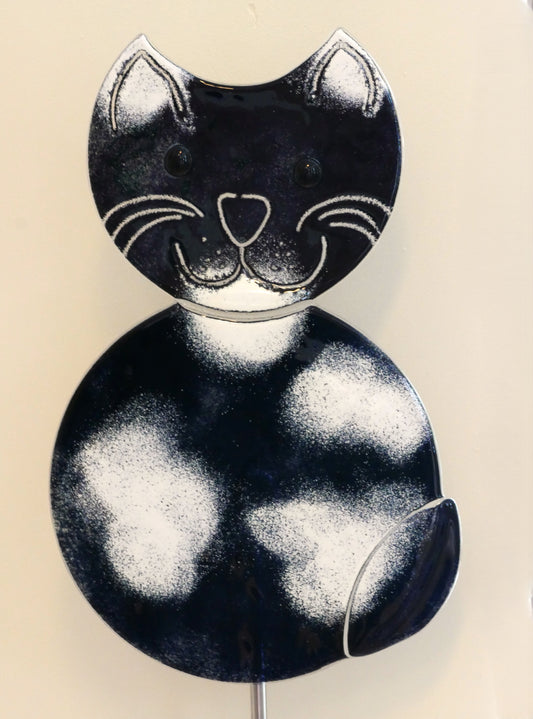 Katze zum Spießen  Garten -groß- schwarz/ weiß