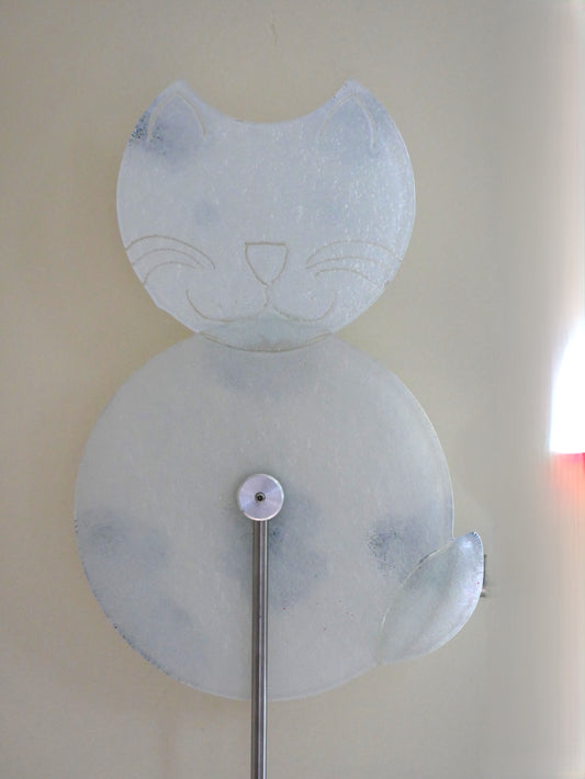 Katze zum Spießen -Garten-  groß weiß/ schwarz