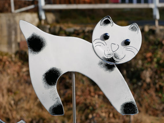 Buckelkatze zum Spießen Garten weiß/schwarz