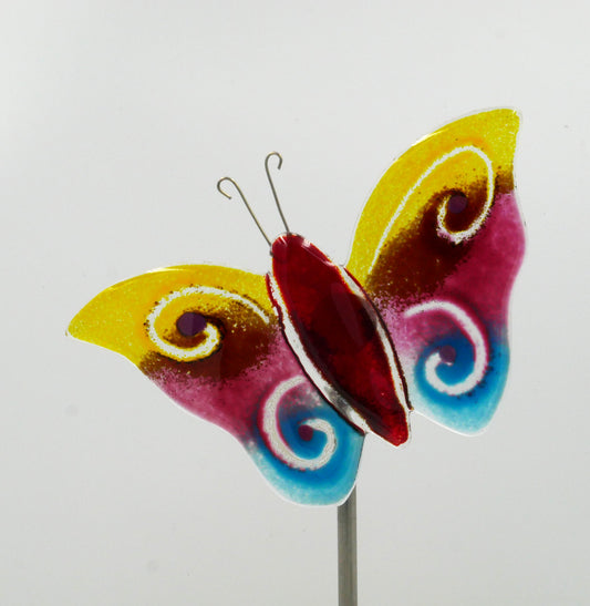 Schmetterling zum Spießen mit roten Körper und bunten Flügeln