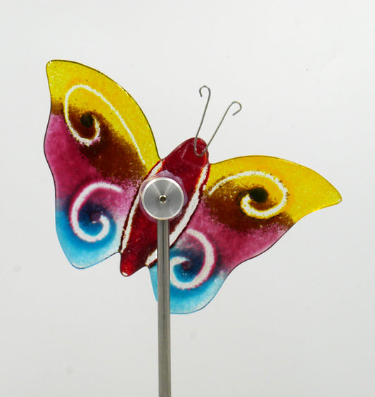 Schmetterling zum Spießen mit roten Körper und bunten Flügeln