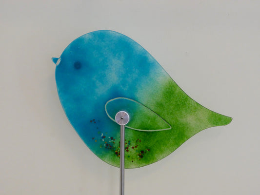 Vogel zum Spießen - groß- Garten blau grün