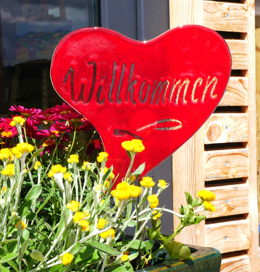 Willkommen- Herz zum Spießen -Garten-